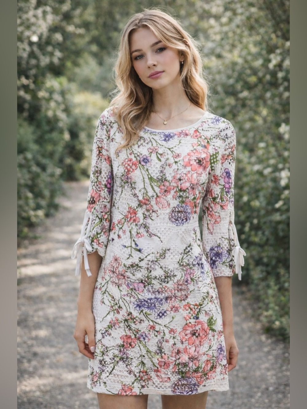 R&K Colorful Floral Lace Dress | Size 10